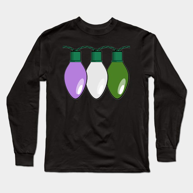 Genderqueer Pride Christmas Lights Long Sleeve T-Shirt by wheedesign